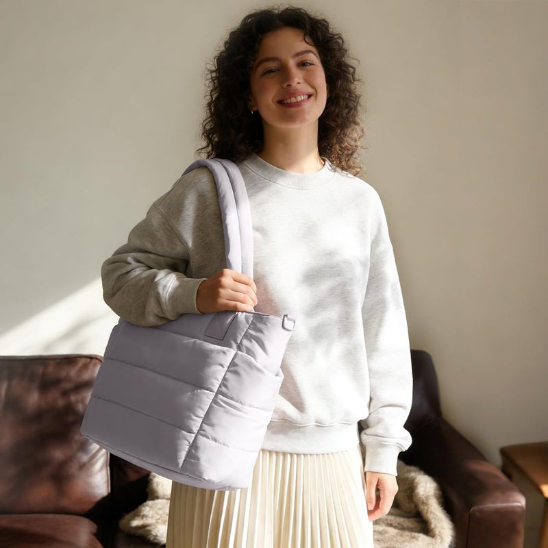 GASSDA Tote Bag for Women Puffer Tote Bag Large Nurse Bags Shoulder Handbag with Zipper for Work Travel - Image 2